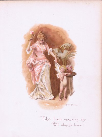 Eu com rosas todos os dias, vou chicotear daqui, de Some Old Love Songs publicada por Hildesheimer & Faulkner, 1892 de Alice Havers