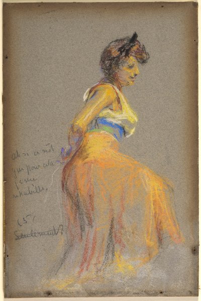 Modelo em amarelo de Alice Pike Barney