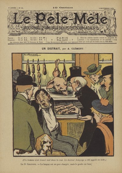 Um distraído. Ilustração para o Pelé-Mele, 1902 de Aline Clement