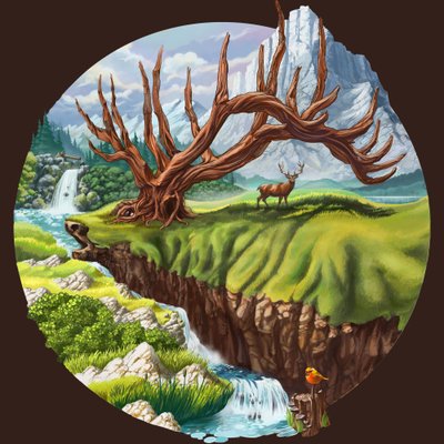 Paisagem serena com árvore retorcida de Alirıza ÇAKIR