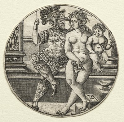 Marte, Vênus e Cupido, 1520s. de Allaert Claesz