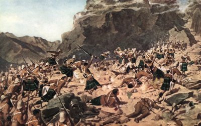 O Encargo dos Highlanders de Gordon em Dargai (cor litho) de Allan (after) Stewart