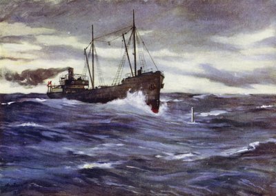 O collier Thordis prestes a abalroar um submarino alemão de Allan (after) Stewart