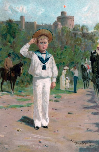 Eduardo, Príncipe de Gales, saudando as cores, 1902 de Allan Stewart