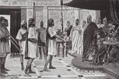 Midas da Frígia a organizar uma aliança com Urartu (litografia) de Allan Stewart