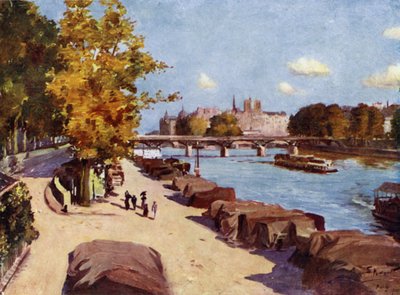 Paris: O Sena e a Ile de la Cite da Pont du Carrousel (cor litho) de Allan Stewart