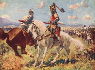 A Batalha de Bannockburn (litografia a cores) de Allan Stewart