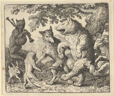 Uma festa em honra do urso e do lobo, 1650-75. de Allart van Everdingen