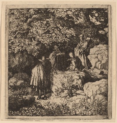 Quatro figuras debaixo de uma árvore de Allart van Everdingen
