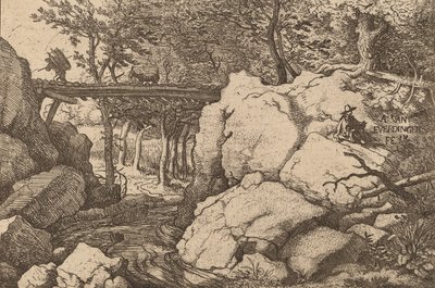 Cabra em uma pequena ponte, provavelmente c. 16451656. de Allart van Everdingen