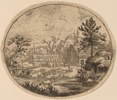 Hamlet na margem de um rio de Allart van Everdingen