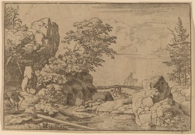 Cavaleiro em uma ponte, provavelmente c. 16451656. de Allart van Everdingen