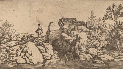 Cavaleiro em uma ponte de pedra, provavelmente c. 16451656. de Allart van Everdingen