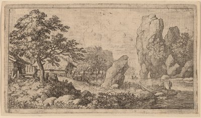 Pedregulho pontiagudo na margem de um rio, provavelmente c. 16451656. de Allart van Everdingen