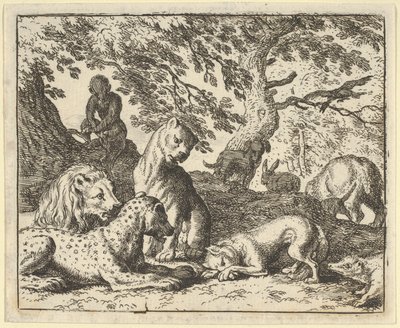 Renard acusa falsamente seu pai de conspirar contra o leão, 1650-75. de Allart van Everdingen