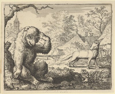 Renard tira sarro do urso, 1650-75. de Allart van Everdingen