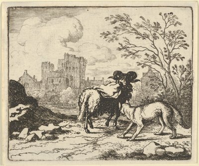 Renard envia o carneiro de volta ao leão com um pacote contendo a cabeça do coelho, 1650-75. de Allart van Everdingen