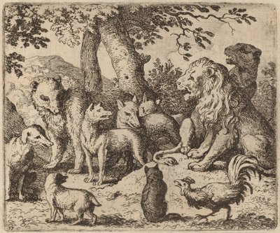 Reynard tenta limpar a si mesmo, provavelmente c. 16451656. de Allart van Everdingen