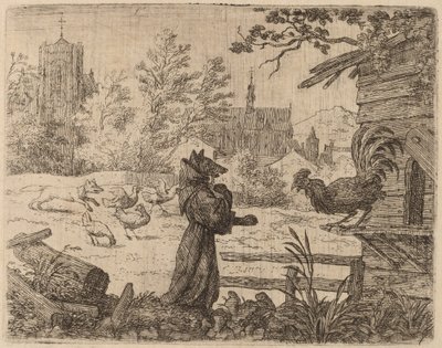Reynard disfarçado de monge, provavelmente c. 16451656. de Allart van Everdingen