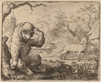 Reynard zomba do urso lamentável de Allart van Everdingen