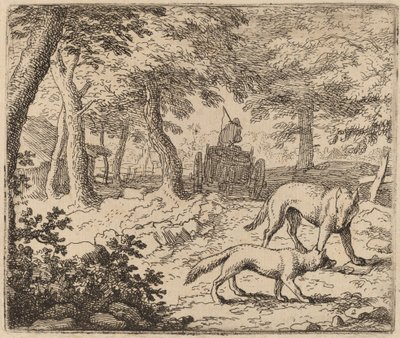 Reynard e o Lobo antes do Carrinho de Peixe, provavelmente c. 16451656. de Allart van Everdingen