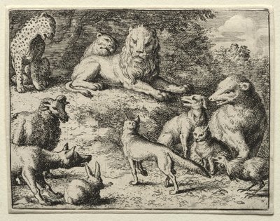 Reynard the Fox: Reynard aparece na corte. de Allart van Everdingen