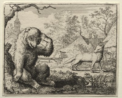 Reynard the Fox: Reynard repreende o urso ferido de Allart van Everdingen