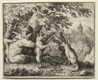Reynard the Fox: Reynard equipado para sua peregrinação de Allart van Everdingen