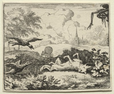 Reynard the Fox: Reynard finge morte de Allart van Everdingen
