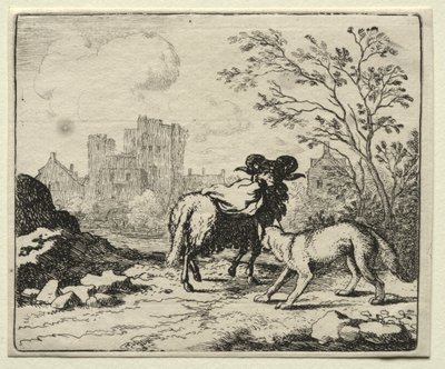 Reynard the Fox: Reynard envia um pacote para o leão de Allart van Everdingen