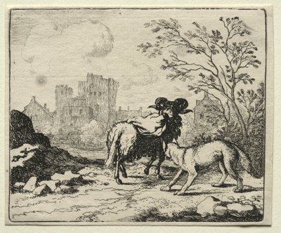 Reynard the Fox: Reynard envia um pacote para o leão. de Allart van Everdingen