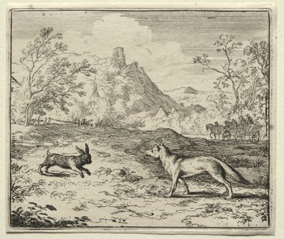 Reynard the Fox: Reynard e o coelho. de Allart van Everdingen