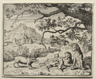 Reynard the Fox: The Badger chama Reynard para o tribunal. de Allart van Everdingen