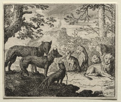 Reynard the Fox: Os parentes de Reynard deixam o tribunal. de Allart van Everdingen