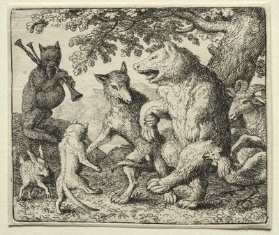Reynard, a raposa: o lobo e o urso celebram sua liberdade de Allart van Everdingen