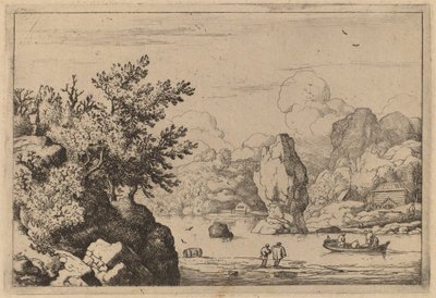 Rocha no meio de um rio, provavelmente c. 16451656. de Allart van Everdingen