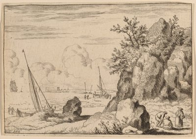 Seascape com três figuras à direita, provavelmente c. 16451656. de Allart van Everdingen