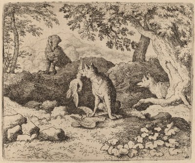 The Badger Goes to Warn Reynard, provavelmente c. 16451656. de Allart van Everdingen
