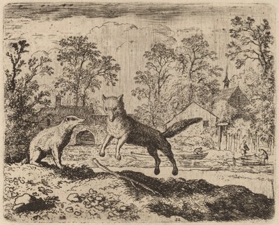 O texugo impõe uma penitência a Reynard, provavelmente c. 16451656. de Allart van Everdingen