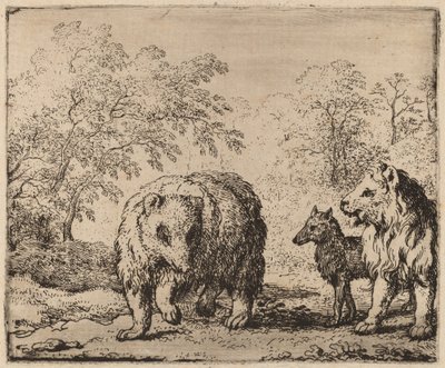O Leão Liberta o Urso e o Lobo, provavelmente c. 16451656. de Allart van Everdingen