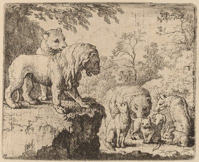 O Leão Perdoa Reynard diante dos Outros Animais de Allart van Everdingen
