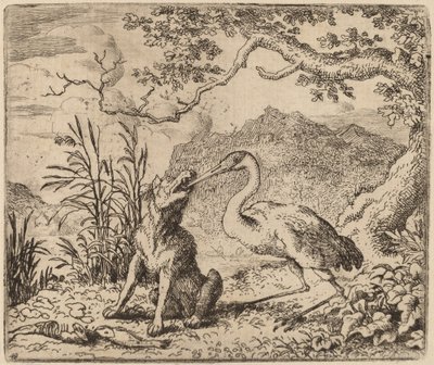 O Lobo e a Garça, provavelmente c. 16451656. de Allart van Everdingen
