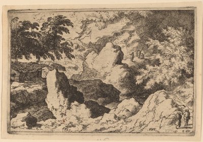 Três Homens em uma Rocha, provavelmente c. 16451656. de Allart van Everdingen