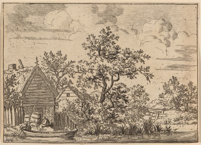 Dois barris na frente de uma casa de campo, provavelmente c. 16451656. de Allart van Everdingen
