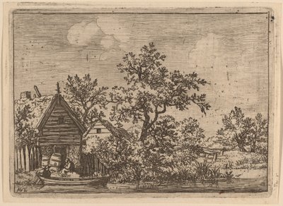 Dois barris na frente de uma casa de campo, provavelmente c. 16451656. de Allart van Everdingen
