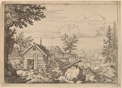 Dois homens na porta de uma cabana, provavelmente c. 16451656. de Allart van Everdingen