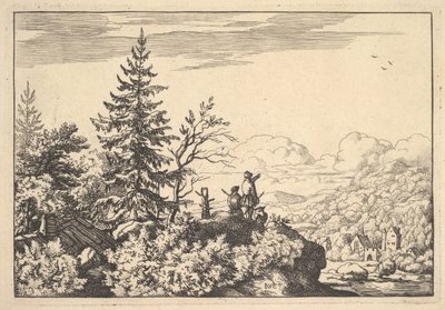 Dois homens em um terraço de pedra. de Allart van Everdingen