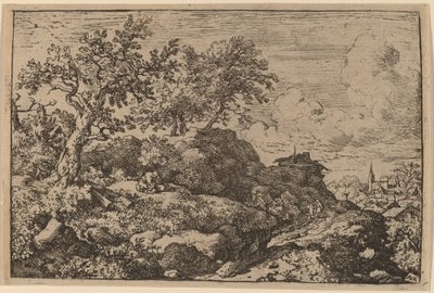 Dois camponeses sentados em uma colina, provavelmente c. 16451656. de Allart van Everdingen