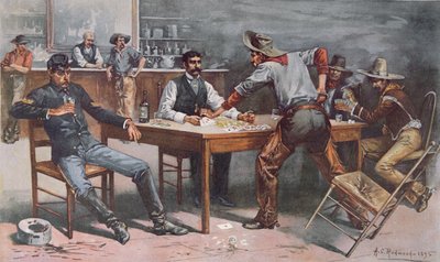 Argumento sobre cartas em um salão ocidental de Allen Carter (after) Redwood