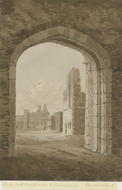 Dudley Castle - The Keep: desenho em sépia vermelha, 8 de junho de 1843 de Allen Edward Everitt